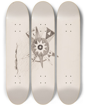 Triptych art skateboard deck of Frederic Remington A Decoration On Robe by Frederic Remington (1861-1909)