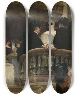 Triptych art skateboard deck of Henri Gervex Le Bal De Lopera by Henri Gervex (1852-1929)