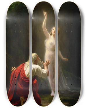 Triptych art skateboard deck of Fritz Zuberbhler La Source by Fritz Zuber-Bhler (1822-1896)