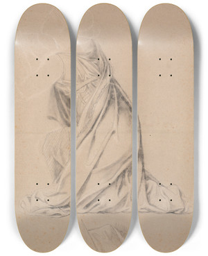 Triptych art skateboard deck of Nicolai Abildgaard Studie Til Den Knlende Figur Der Symboliserer Holsten P Christian Ibilledet Til Christiansborg by Nicolai Abildgaard (1743-1809)