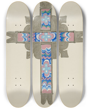 Triptych art skateboard deck of Majel G Claflin Cross_2 by Majel G Claflin (1893-1941)