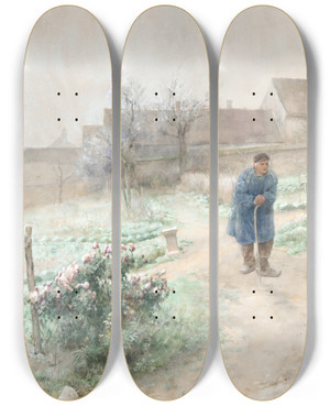 Triptych art skateboard deck of Carl Larsson November by Carl Larsson (1853-1919)