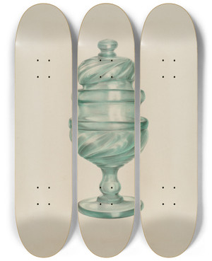 Triptych art skateboard deck of Elisabeth Fulda Sugar Bowl by Elisabeth Fulda