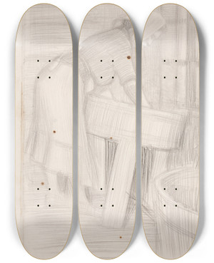 Triptych art skateboard deck of Eero Jrnefelt Pyykkri by Eero Jarnefelt (1863-1937)