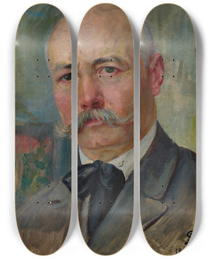 Triptych art skateboard deck of Ambroy Sabatowski Selfportrait by Ambrozy Sabatowski (1871-1920)