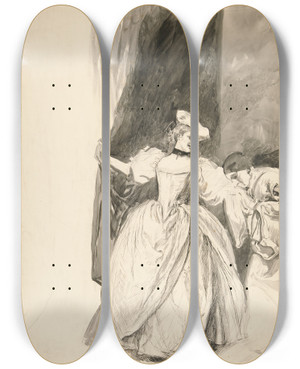Triptych art skateboard deck of Edwin Austin Abbey Figurestudy_2 by Edwin Austin Abbey (1852-1911)