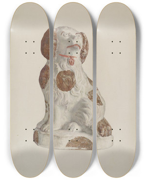 Triptych art skateboard deck of Sadie Berman Chalkware Dog_2 by Sadie Berman