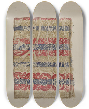 Triptych art skateboard deck of Eva Wilson Eagle Coverlet by Eva Wilson