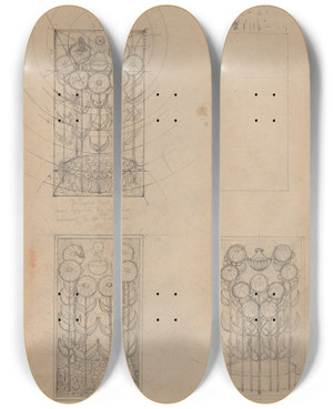 Triptych art skateboard deck of Herbert Crowley The Crystal Bowl by Herbert Crowley (1873-1937)