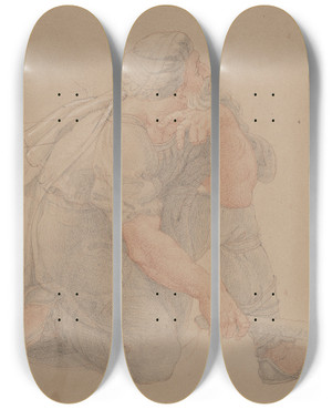 Triptych art skateboard deck of Edward Francis Burney Study For The Magus by Edward Francis Burney (1760-1848)