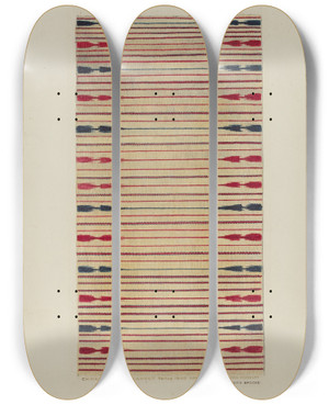 Triptych art skateboard deck of Mary Edith Brooks Blanket by Mary Edith Brooks