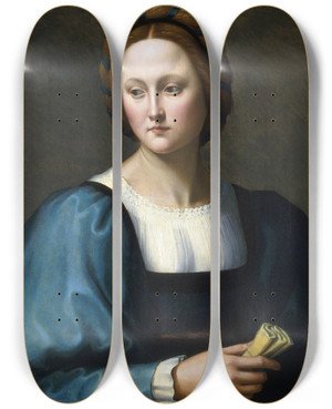 Triptych art skateboard deck of Ridolfo Ghirlandaio Lucrezia Sommaria by Ridolfo Ghirlandaio (1483-1561)