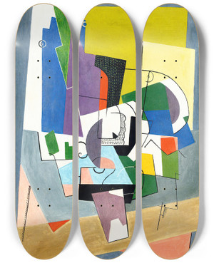 Triptych art skateboard deck of Georges Valmier Composition_1 by Georges Valmier (1885-1937)
