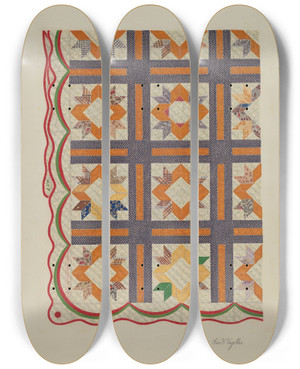 Triptych art skateboard deck of George V Vezolles Patchwork Quilt by George V Vezolles