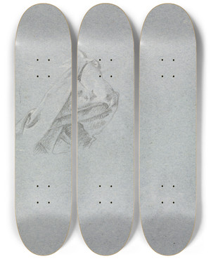 Triptych art skateboard deck of Francesco Lorenzi Drapery Study_2 by Francesco Lorenzi (1723-1787)