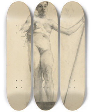 Triptych art skateboard deck of Kos Aranyossy Tdia Aktu Stojacej Eny by kos Aranyossy