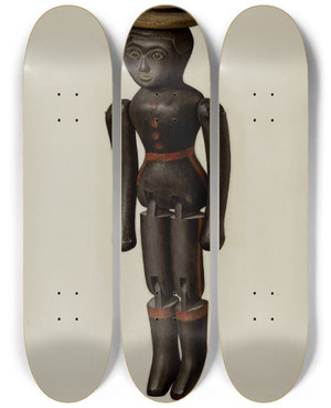 Triptych art skateboard deck of Selma Sandler Dancing Doll_1 by Selma Sandler