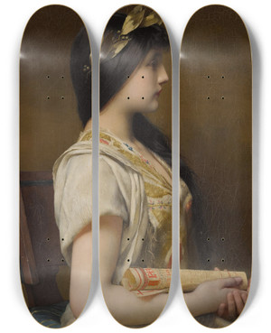 Triptych art skateboard deck of Jules Joseph Lefebvre Sappho by Jules Joseph Lefebvre (1836-1911)