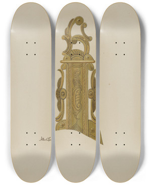Triptych art skateboard deck of Albert Levone Rifle Patchbox by Albert Levone (20-)