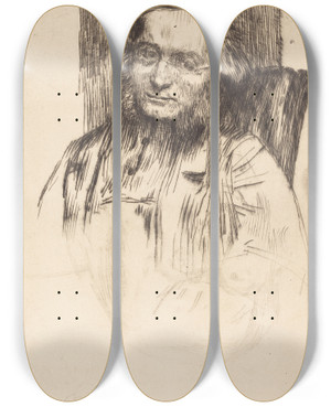 Triptych art skateboard deck of Alphonse Legros Edwin Edwards by Alphonse Legros (1837-1911)
