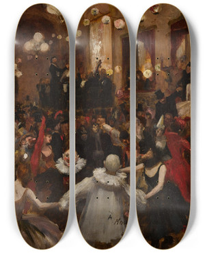 Triptych art skateboard deck of Rupert Bunny Bal Masque by Rupert Bunny (1864-1947)