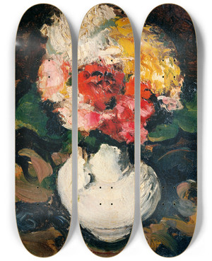 Triptych art skateboard deck of Anton Faistauer Blumenbouquet In Weier Vase by Anton Faistauer (1887-1930)