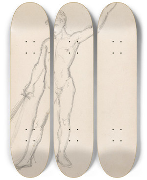 Triptych art skateboard deck of Adolph Tidemand Gustav Vasa_1 by Adolph Tidemand (1814-1876)