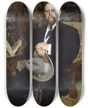 Triptych art skateboard deck of Anders Zorn Hugo Reisinger by Anders Zorn (1860-1920)