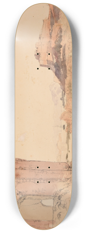 Jacques-Raymond Brascassat - Paysage de ruines et chteau-fort 8.25 inch art skate deck