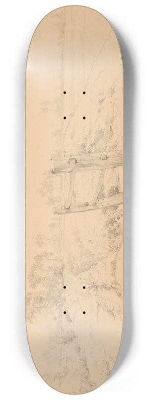 Jacques-Raymond Brascassat - Paysage normand avec barrire 8.25 inch art skate deck