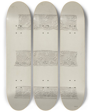 Triptych art skateboard deck of Raymond Guterl Lace Edging by Raymond Guterl