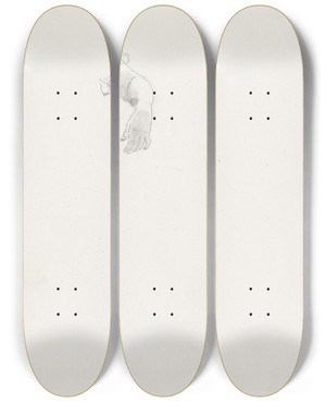 Triptych art skateboard deck of Hans Gude Study Of Arm by Hans Gude (1825-1903)
