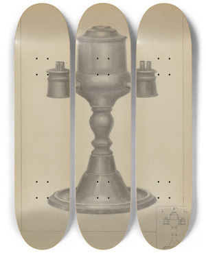 Triptych art skateboard deck of Herman Bader Lamp_1 by Herman Bader