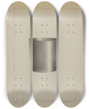 Triptych art skateboard deck of John Garay Pewter Beaker by John Garay