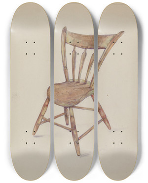Triptych art skateboard deck of Rosa Burger Kitchen Chair_1 by Rosa Burger