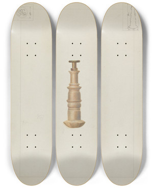 Triptych art skateboard deck of Edward L Loper Letter Seal by Edward L Loper (1916-2011)