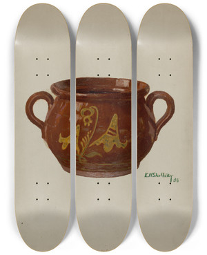 Triptych art skateboard deck of Eugene Shellady Pa German Jar_1 by Eugene Shellady