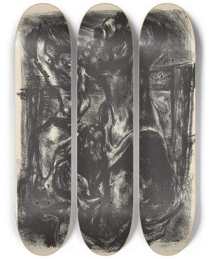 Triptych art skateboard deck of Nan Lurie Sand Yard by Nan Lurie (1910-1985)