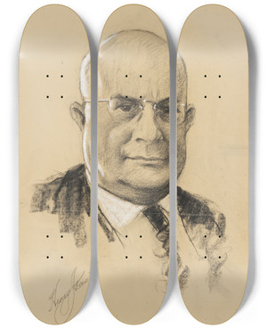 Triptych art skateboard deck of Samuel Johnson Woolf Henry John Kaiser by Samuel Johnson Woolf (1880-1948)