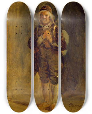 Triptych art skateboard deck of Adolph Tidemand Clement Ringns From Sigdal by Adolph Tidemand (1814-1876)