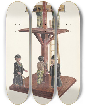 Triptych art skateboard deck of Edward L Loper Whipping Post by Edward L Loper (1916-2011)