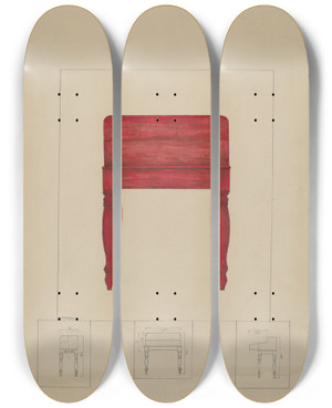 Triptych art skateboard deck of Henry Meyers Writing Table And Desk_1 by Henry Meyers (20-)