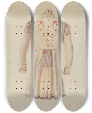 Triptych art skateboard deck of Adele Brooks Deer Skin Coat by Adele Brooks