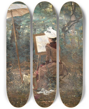 Triptych art skateboard deck of Alfred Smith Laquarelliste by Alfred Smith (1854-1932)