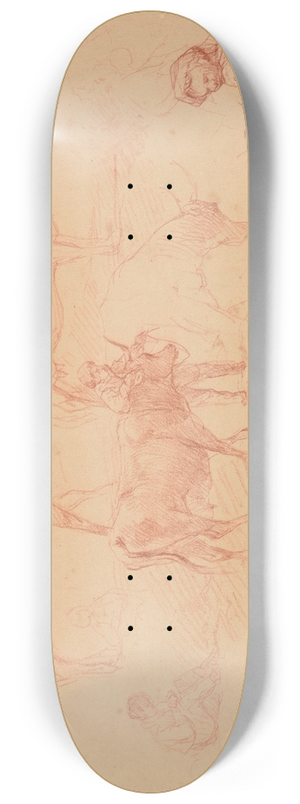 Jacques-Raymond Brascassat - tudes de jeune garon appuy sur un buf, de bufs et de femme avec enfant 8.25 inch art skate deck Jacques-Raymond Brascassat - tudes de jeune garon appuy sur un buf, de bufs et de femme avec enfant 8.25 inch art skate deck
