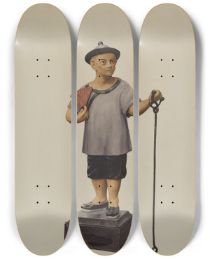 Triptych art skateboard deck of George Constantine Iron Hitching Post by George Constantine