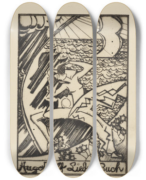 Triptych art skateboard deck of August Babberger Hugo Wolf Liederbuch by August Babberger (1885-1936)