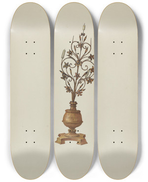 Triptych art skateboard deck of Robert Wr Taylor Candelabrum by Robert W R Taylor (20-)