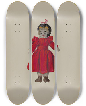 Triptych art skateboard deck of Rex F Bush Rag Doll Tilly by Rex F Bush (20-)