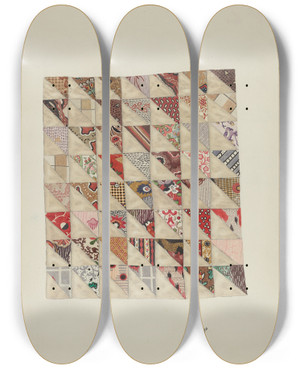Triptych art skateboard deck of Joseph L Boyd Piece Of Calico Patchwork by Joseph L Boyd (20-)